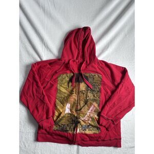 VTG Everlast Joe Louis Brown Bomber Full Zip Red Hoodie Men's‎ XL *